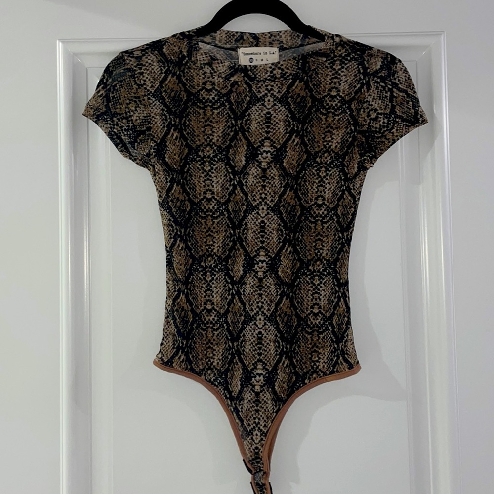 Somewhere in LA Sheer Snakeskin Bodysuit Size XS